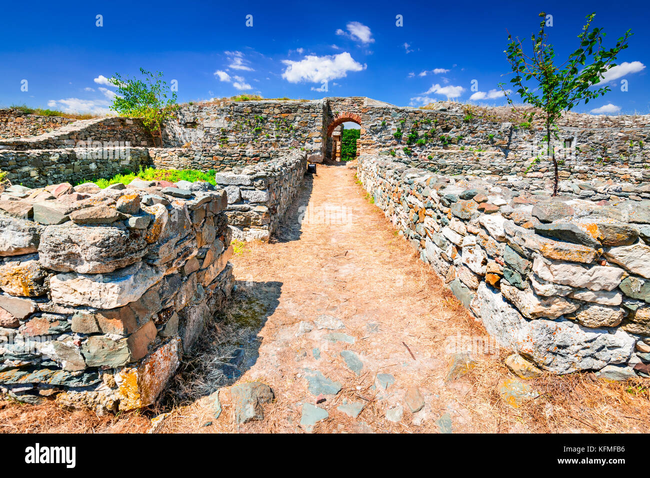 Histria, Romania - rovine dell antica colonia greca città di Istros stabiliti dai coloni Milesian. Dobruja, Mar Nero. Foto Stock