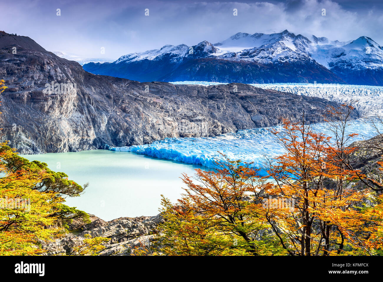 Patagonia, Cile - ghiacciaio Grey è un ghiacciaio in Patagonia meridionale del campo di ghiaccio sulla Cordigliera del Paine Foto Stock