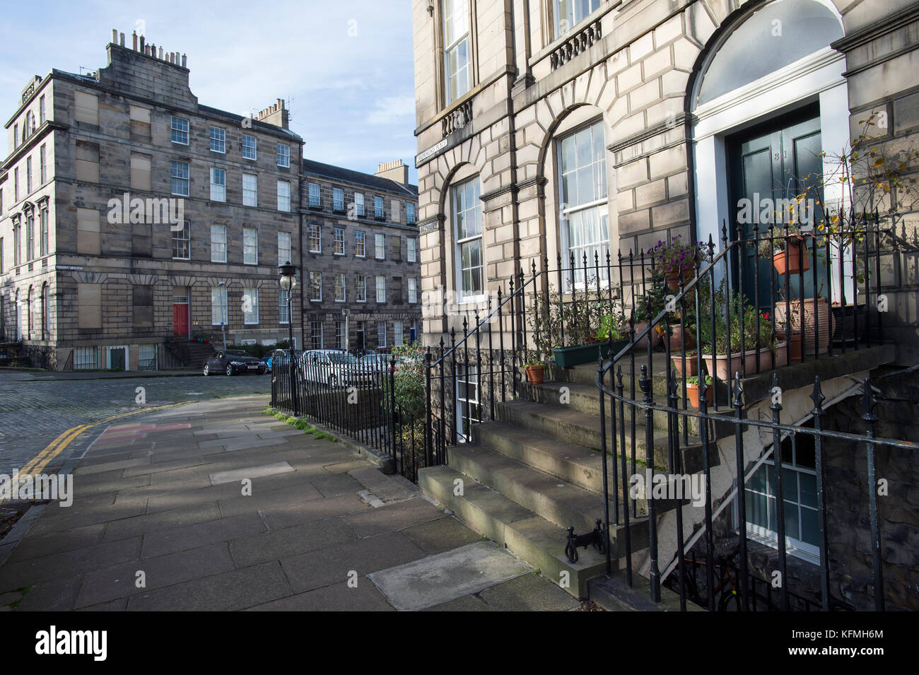 La giunzione di Drummond luogo e Scozia Street nella zona di New Town di Edimburgo. Foto Stock