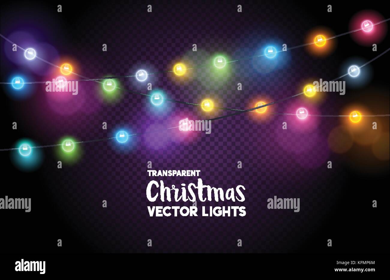 Una collezione di coloratissimi favola di Natale luci. illustrazione vettoriale. Illustrazione Vettoriale