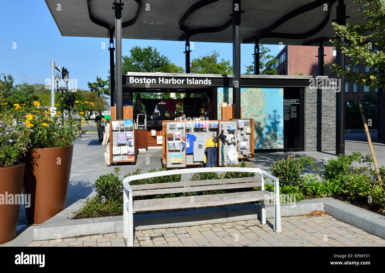 Boston Harbor Islands Informationsstand Foto Stock