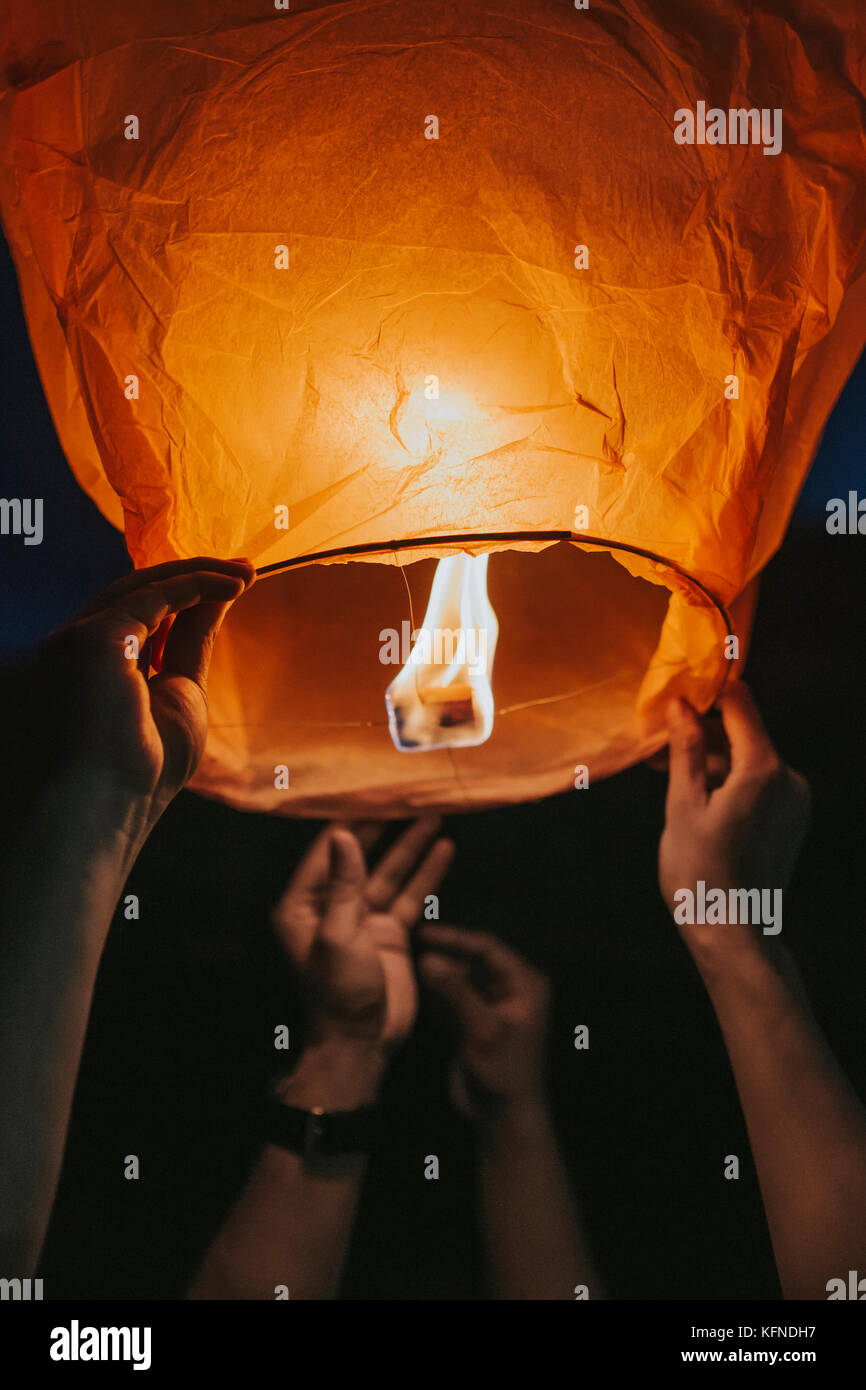 Fire festa delle lanterne Foto Stock