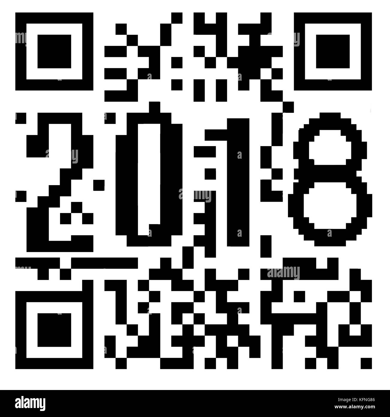 2018 scritto all'interno di un codice QR Foto Stock