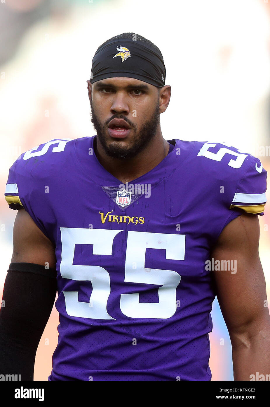 Anthony Barr dei Minnesota Vikings durante il warm-up precedente durante la partita NFL della International Series a Twickenham, Londra. PREMERE ASSOCIAZIONE foto. Data immagine: Domenica 29 ottobre 2017. Vedi PA storia GRIDIRON Londra. Il credito fotografico dovrebbe essere: Simon Cooper/PA Wire. Foto Stock