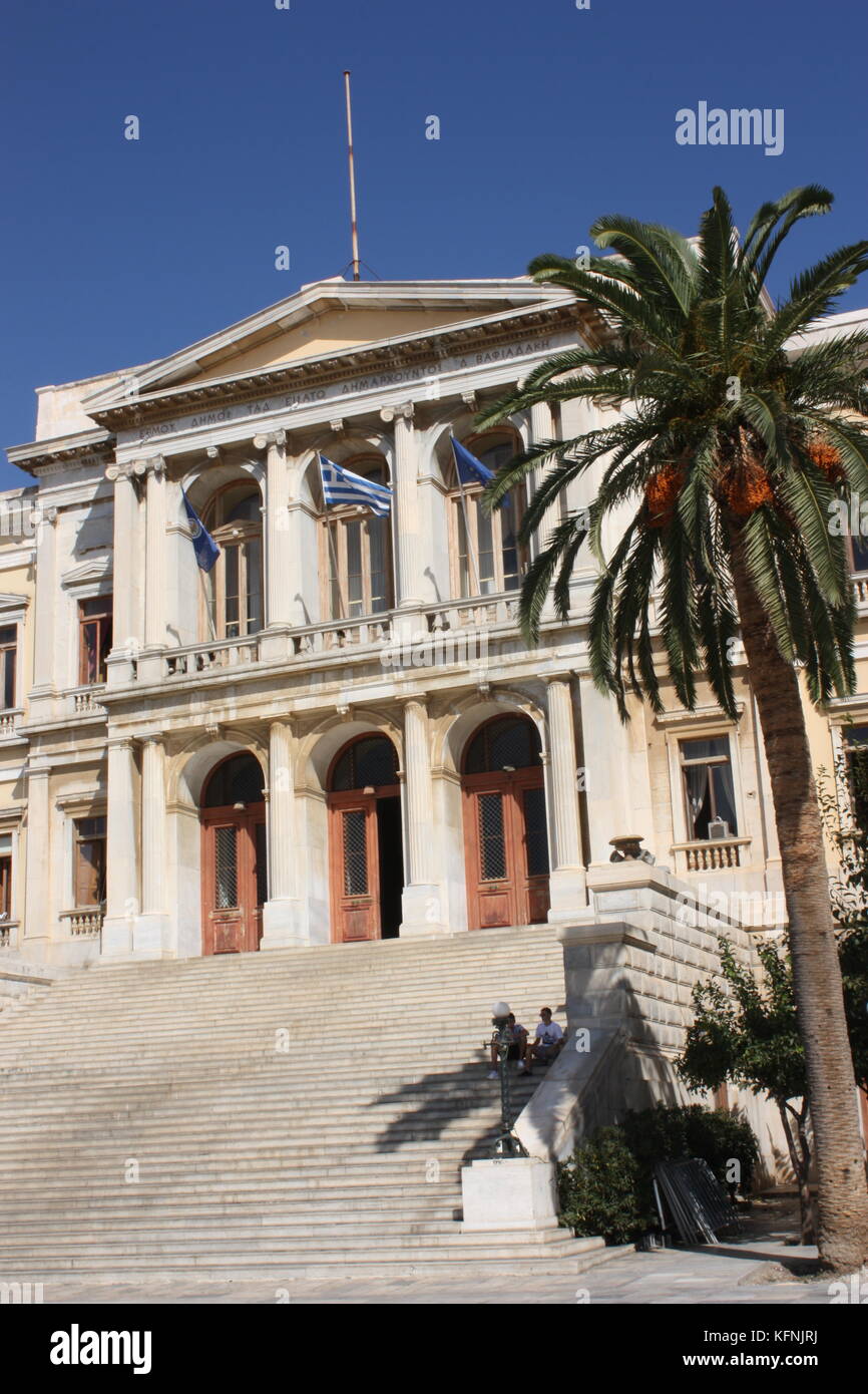 Andreas miaouli Square nella città SIROS, CICLADI Foto Stock