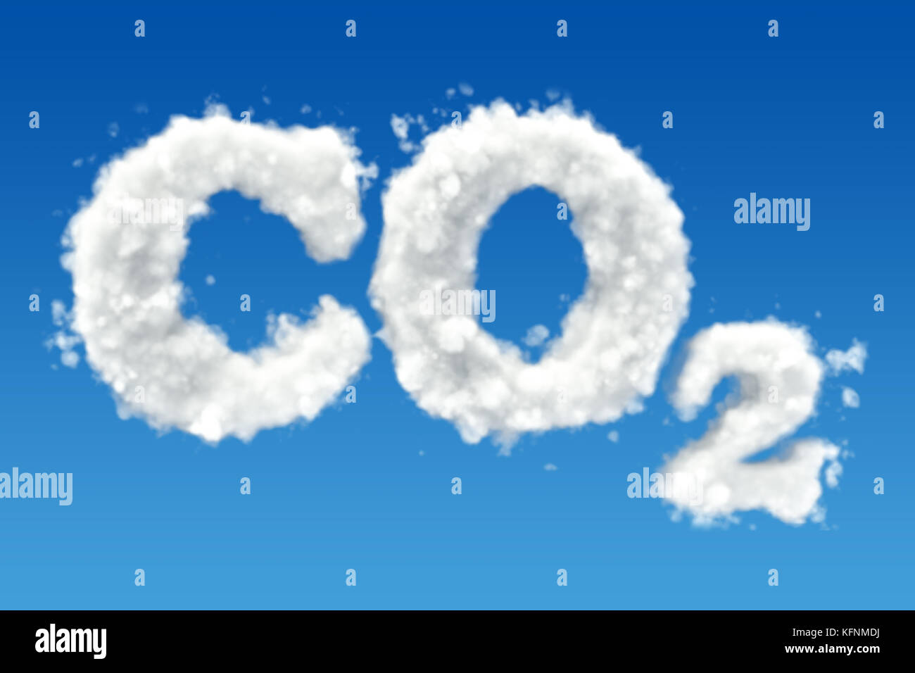 Iscrizione CO2 dalle nuvole nel cielo. Rendering 3D Foto Stock