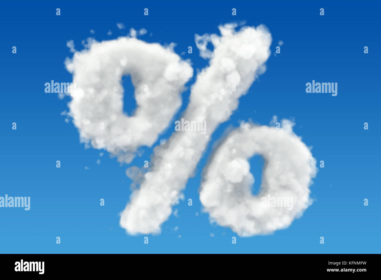 Simbolo percentuale delle nuvole nel cielo. Rendering 3D Foto Stock