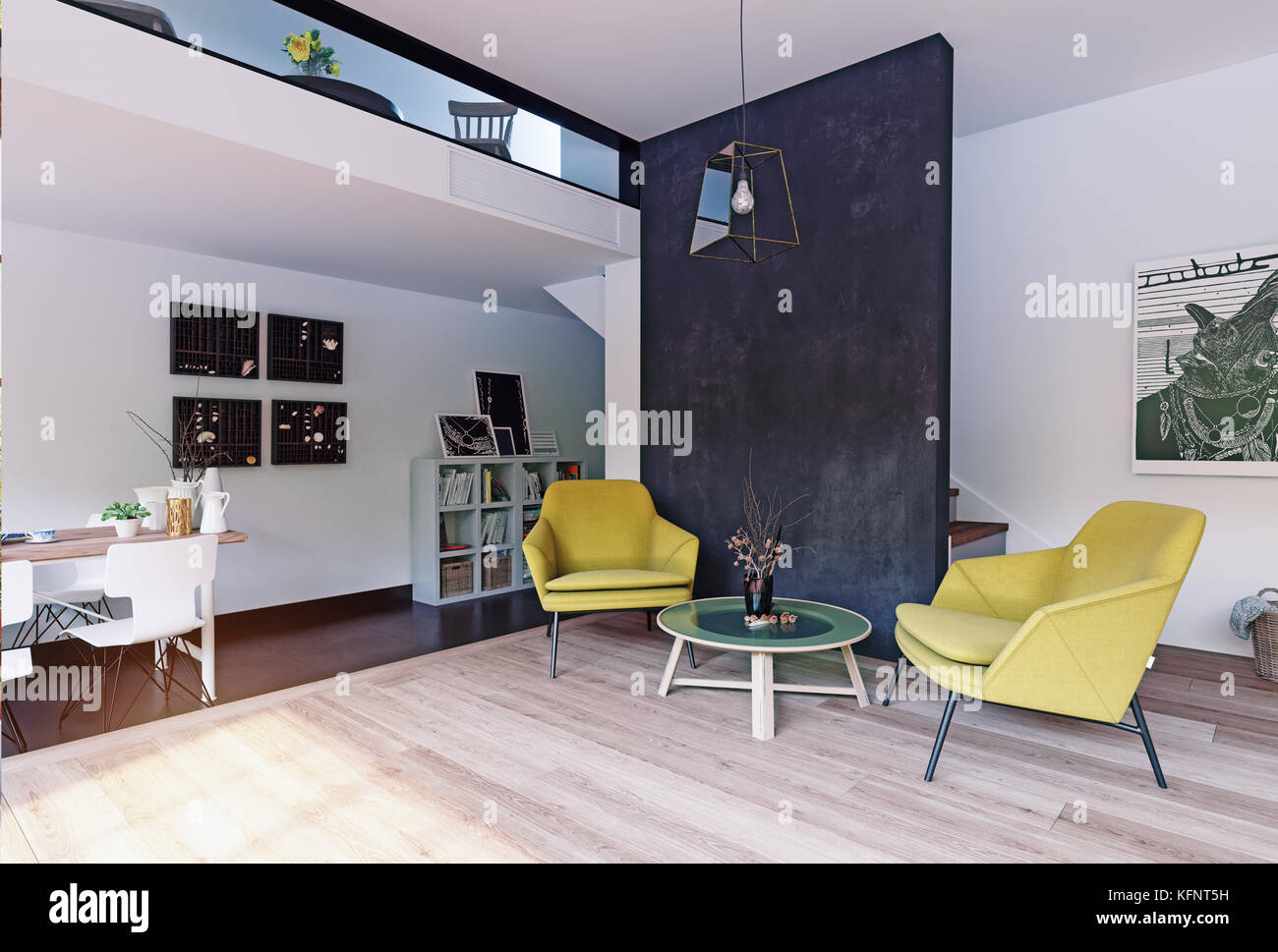 Design moderno degli interni. illustrazione 3d. Foto Stock