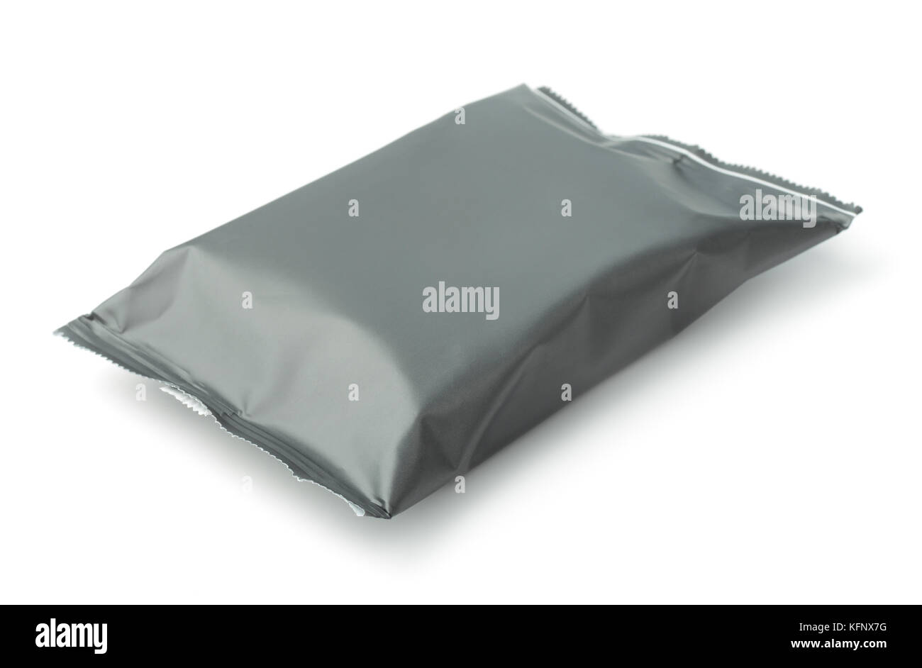 Grigio bianco in plastica per alimenti sacca isolata su bianco Foto Stock