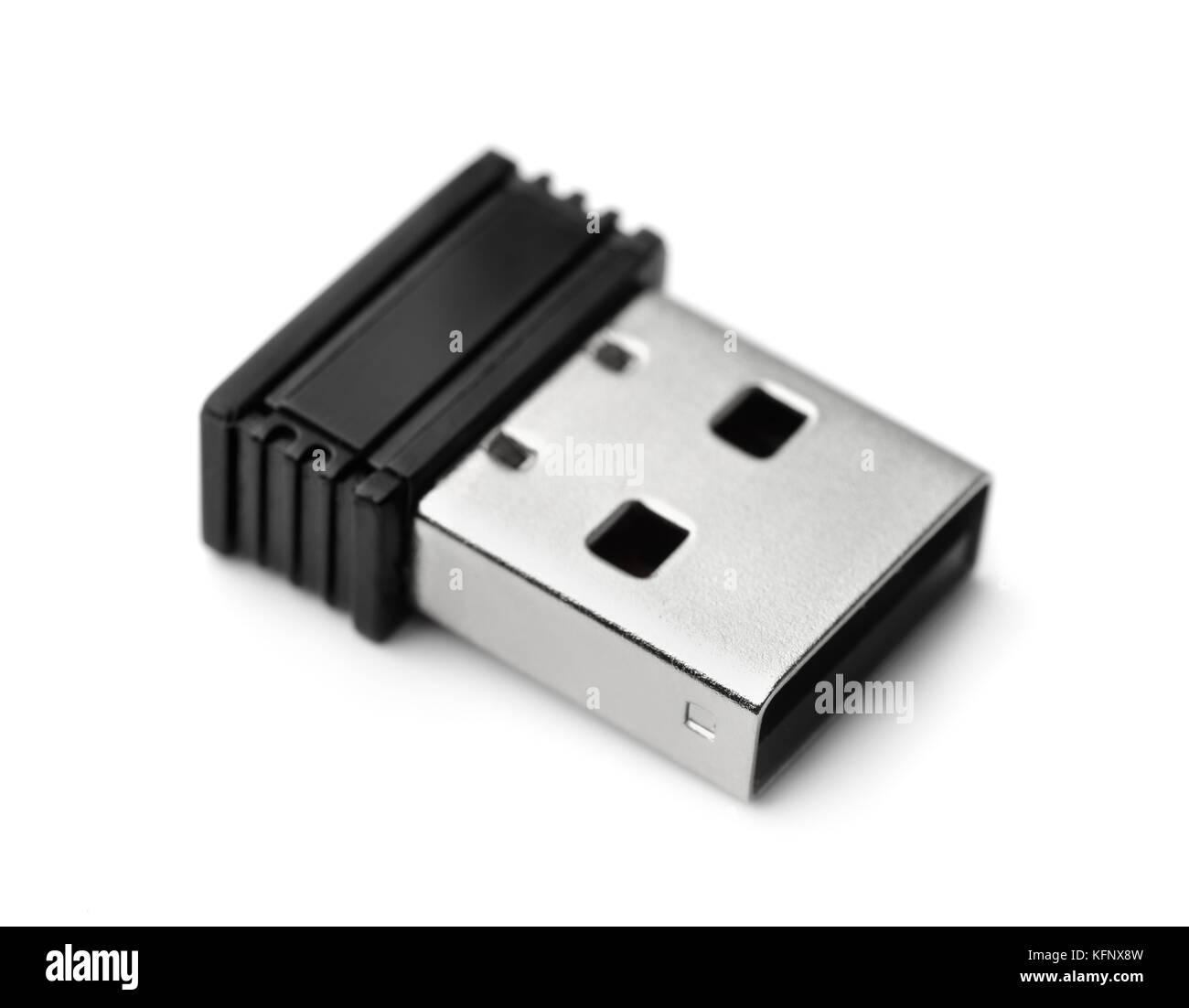 Mini USB dongle wifi isolato su bianco Foto Stock