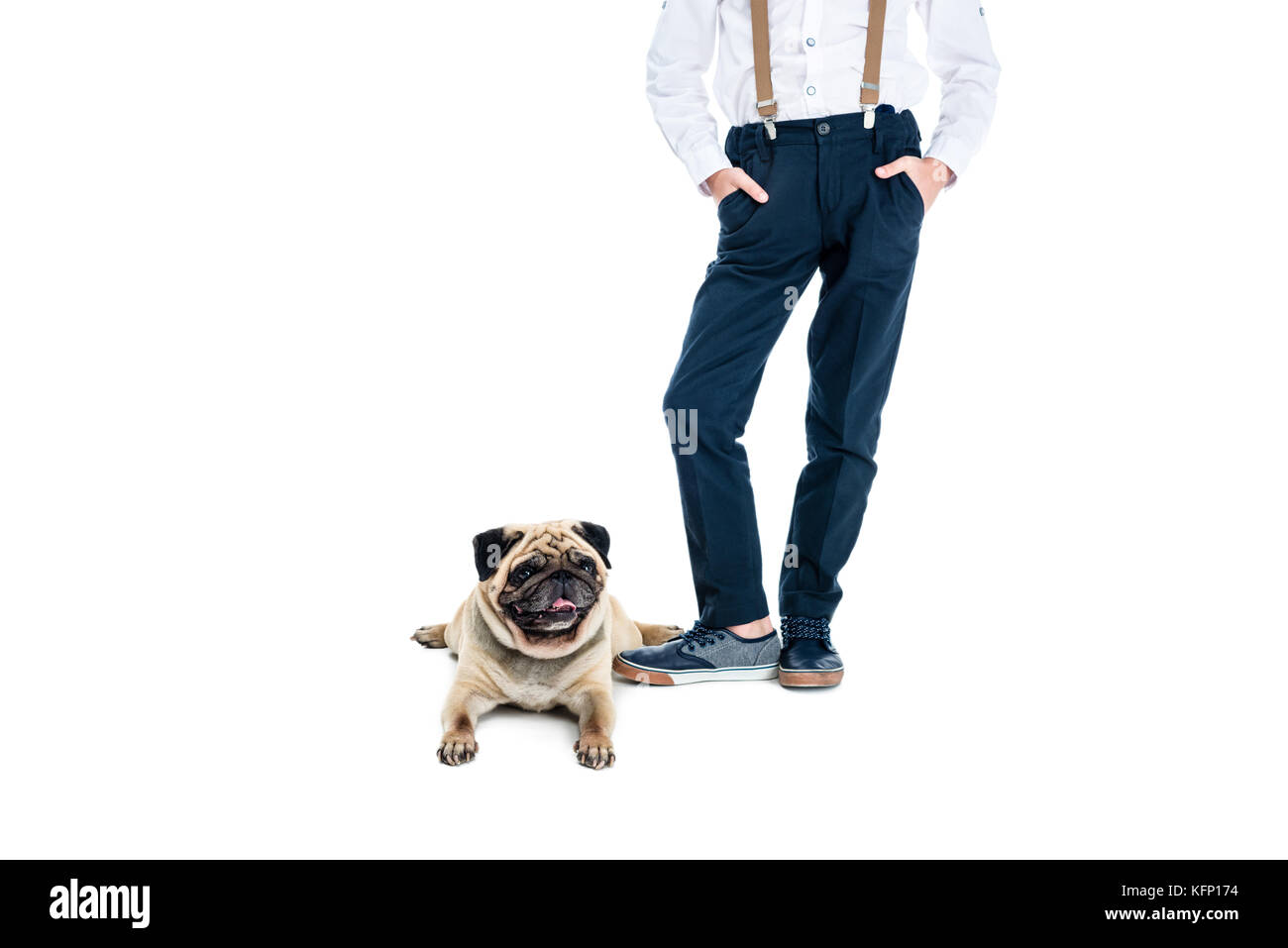Elegante ragazzo con il cane Foto Stock