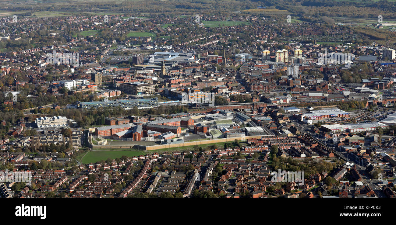 Vista aerea della città di Wakefield skyline del centro, West Yorkshire, Regno Unito Foto Stock