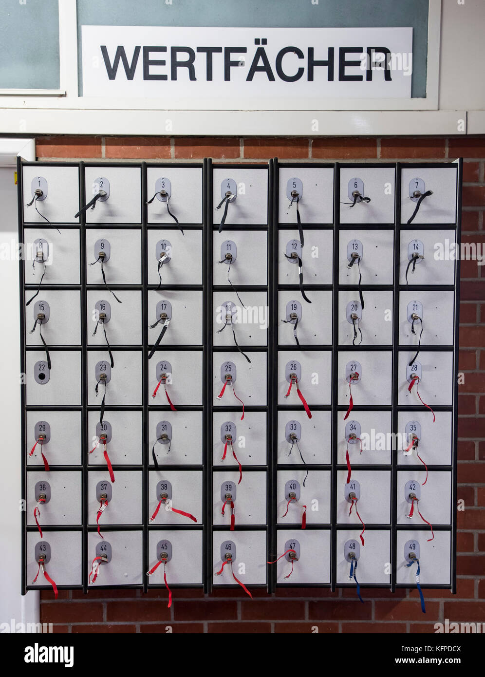 Cassette di sicurezza, Piscina pubblica, Foto Stock