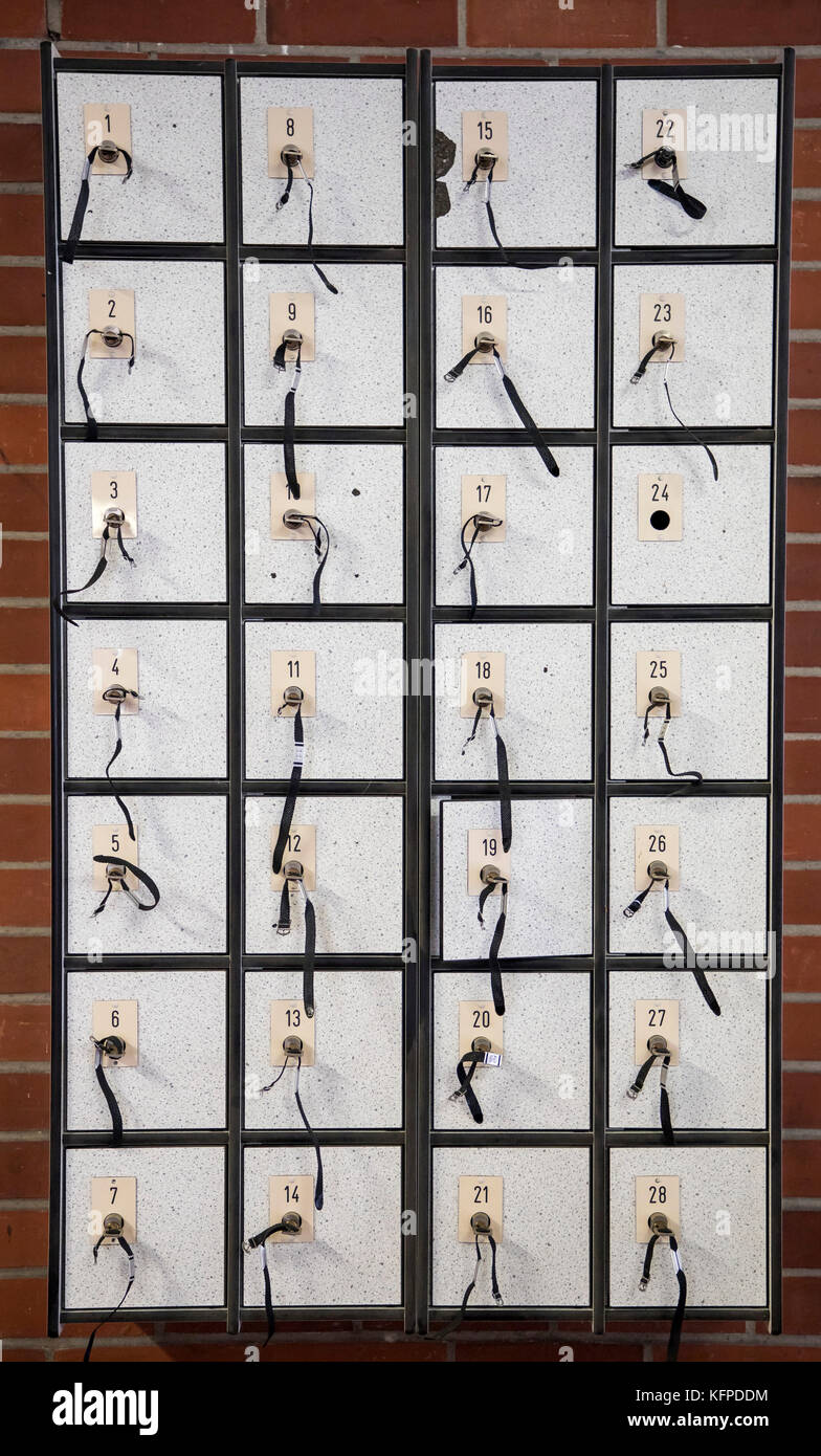 Cassette di sicurezza, Piscina pubblica, Foto Stock