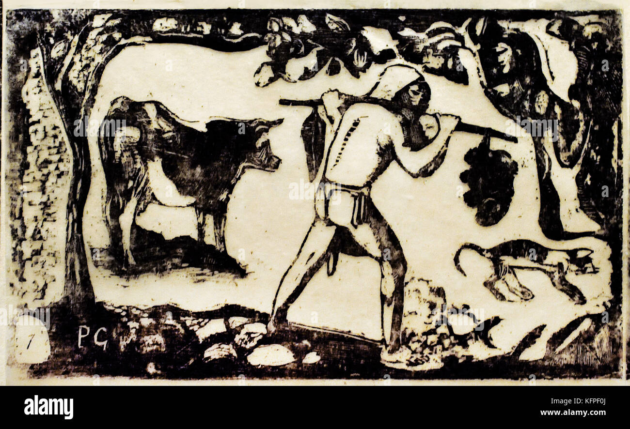 Femme Animauxet et Feullages - Donna, animali e foglie,1898 Paul Gauguin - Eugène Henri Paul Gauguin 1848 - 1903 era un francese post-impressionismo artista, Francia. ( Morto 8 maggio 1903, Atuona, Isole Marchesi, Polinesia Francese ) pittore, scultore. Paradise , terra di Eden, la Bibbia Foto Stock