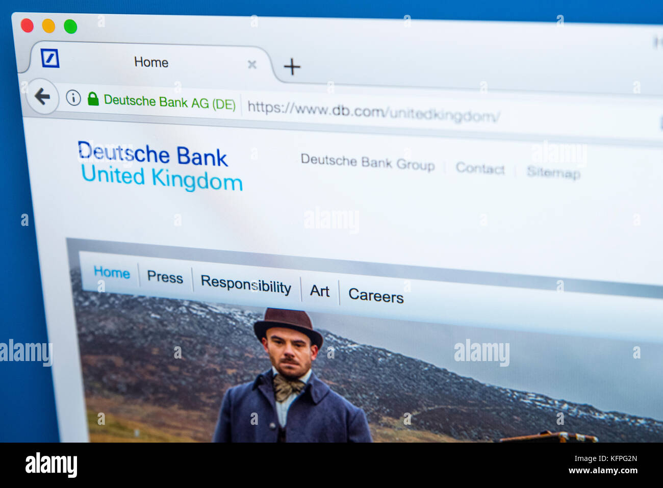 LONDON, Regno Unito - 25 OTTOBRE 2017: la homepage del sito ufficiale di Deutsche Bank - il tedesco dei servizi bancari e finanziari e società, il 25 OC Foto Stock