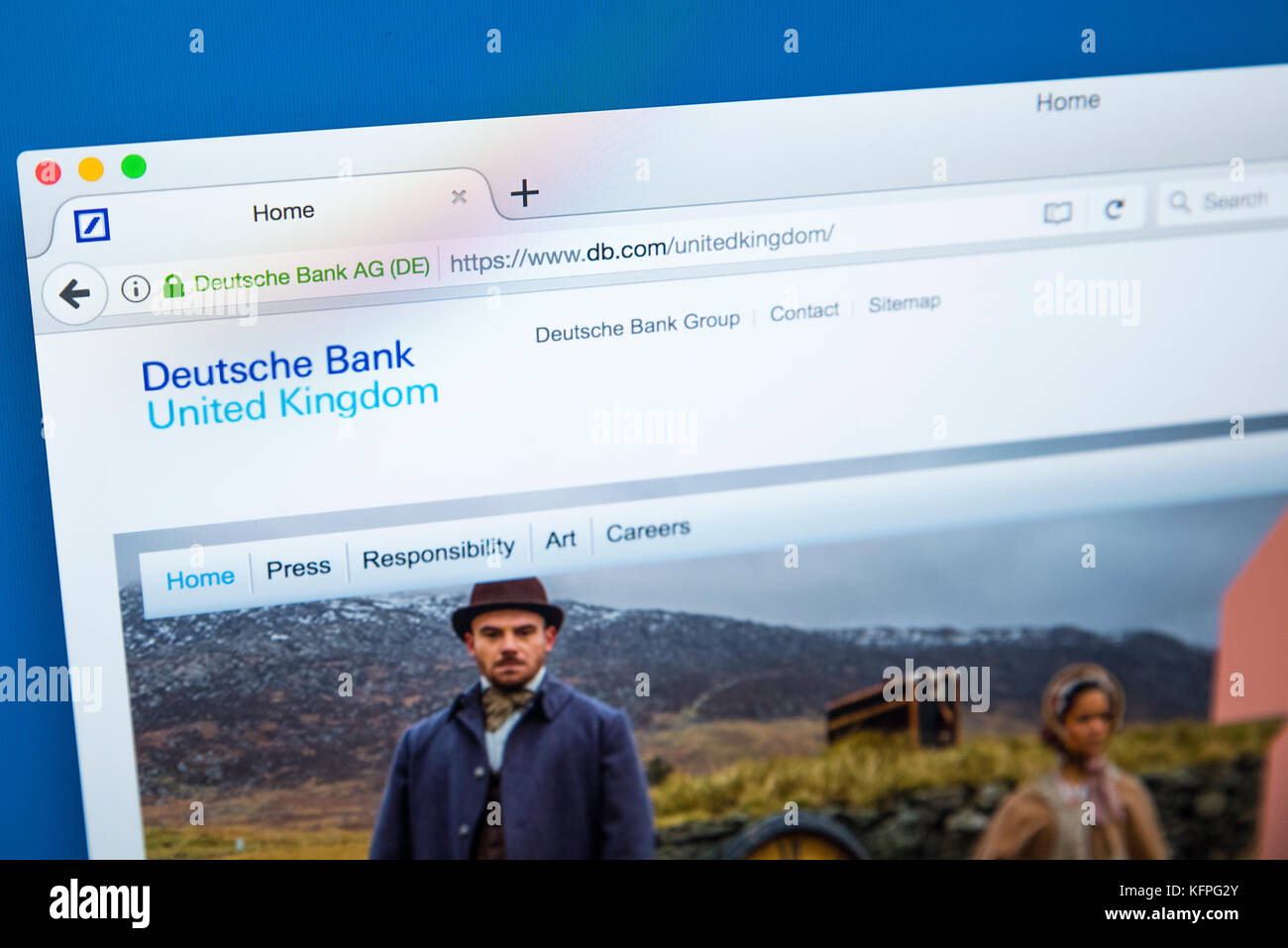 LONDON, Regno Unito - 25 OTTOBRE 2017: la homepage del sito ufficiale di Deutsche Bank - il tedesco dei servizi bancari e finanziari e società, il 25 OC Foto Stock