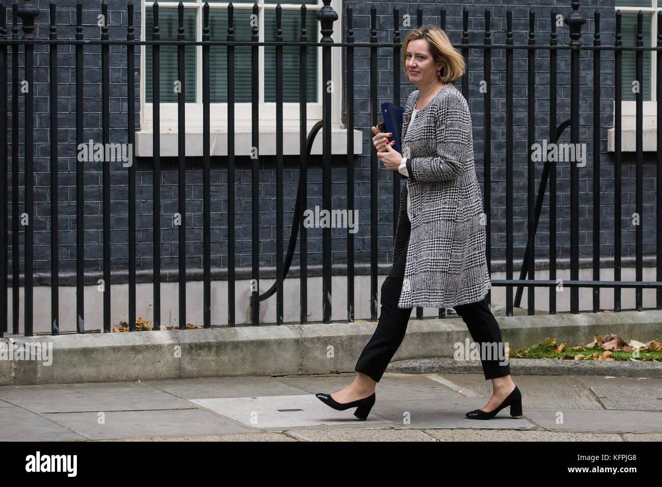 Londra, Regno Unito. 31 ott 2017. ambra rudd mp, segretario di Stato per il dipartimento home, arriva al 10 di Downing Street per una riunione del gabinetto. Credito: mark kerrison/alamy live news Foto Stock