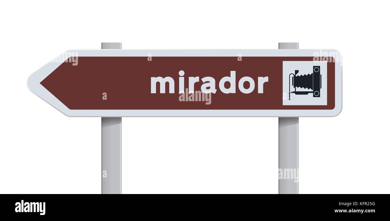 Illustrazione vettoriale di direzione spagnolo cartello stradale al mirador (punto di vista) Illustrazione Vettoriale