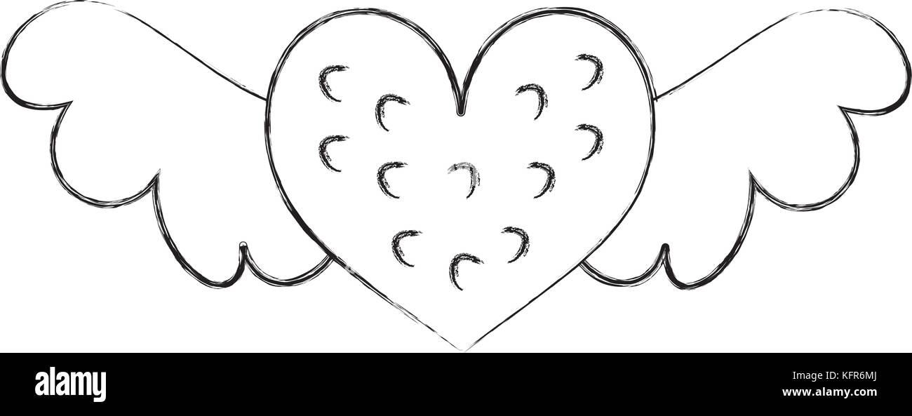Romantico cuore alato che simbolizzano romanticismo e amore Illustrazione Vettoriale