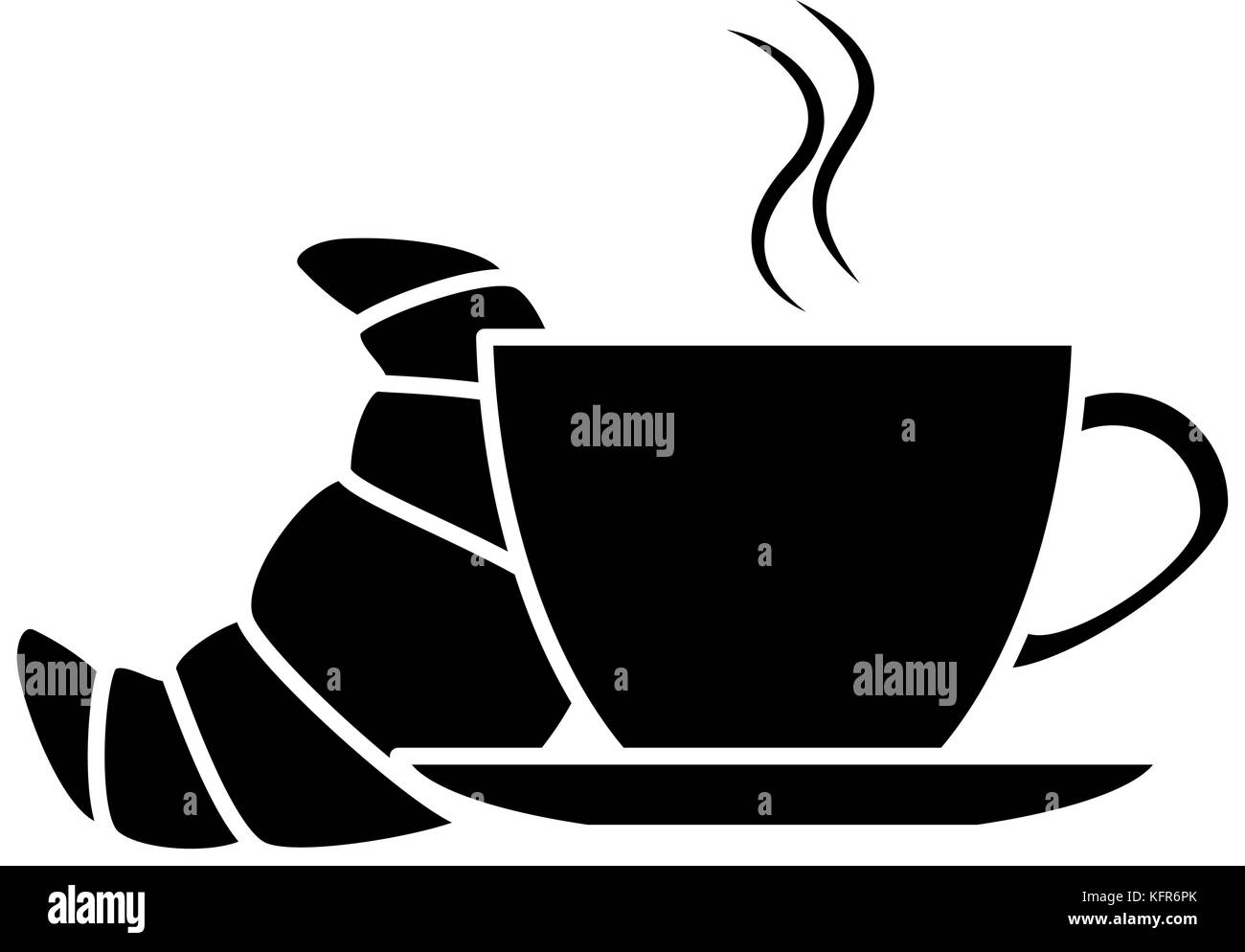 Deliziosi croissant con tazza di caffè illustrazione vettoriale design Illustrazione Vettoriale