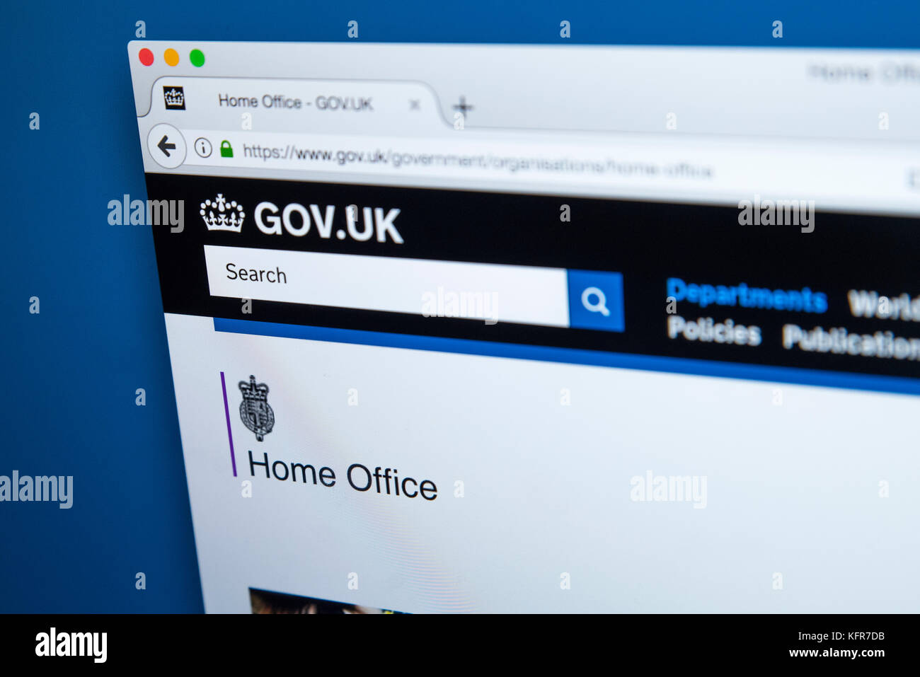 LONDON, Regno Unito - 30 OTTOBRE 2017: La homepage della Home Office il governo del Regno Unito sito web, il 30 ottobre 2017. Foto Stock