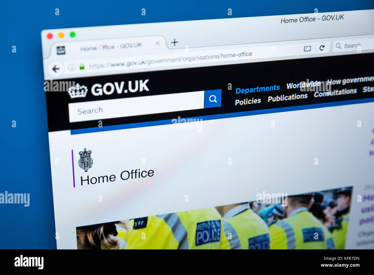 LONDON, Regno Unito - 30 OTTOBRE 2017: La homepage della Home Office il governo del Regno Unito sito web, il 30 ottobre 2017. Foto Stock