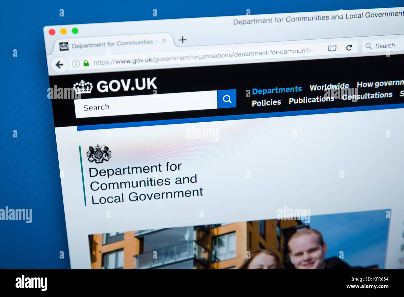 LONDON, Regno Unito - 30 OTTOBRE 2017: la homepage del Dipartimento per le comunità e il governo locale il governo del Regno Unito sito web, il 30 ottobre 2017 Foto Stock