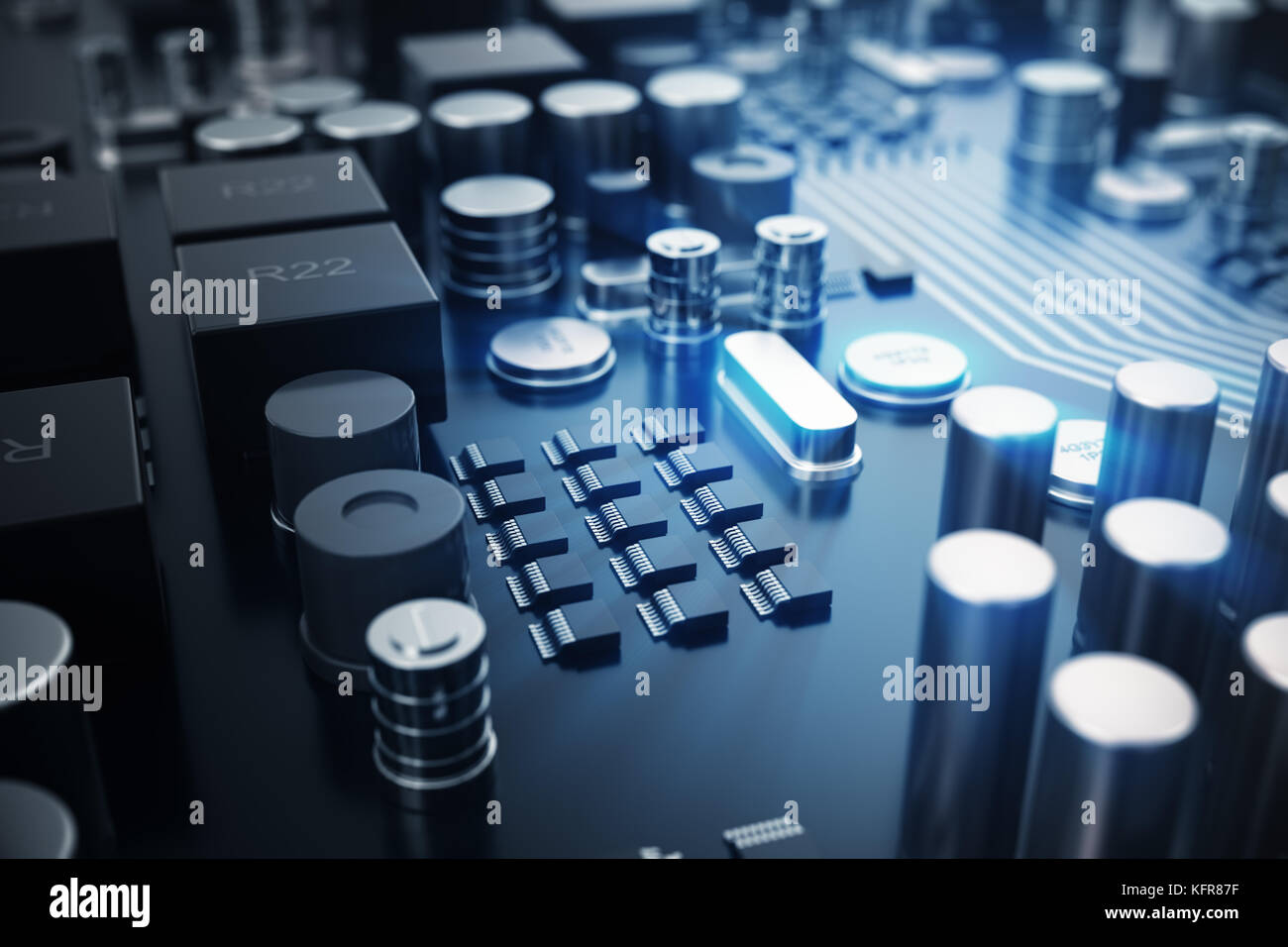 3D rendering computer centrale processori cpu concetto. ingegnere elettronico della tecnologia del computer. computer chip della scheda di circuito CPU core. concetto hardware del dispositivo elettronico a semiconduttore della scheda madre Foto Stock