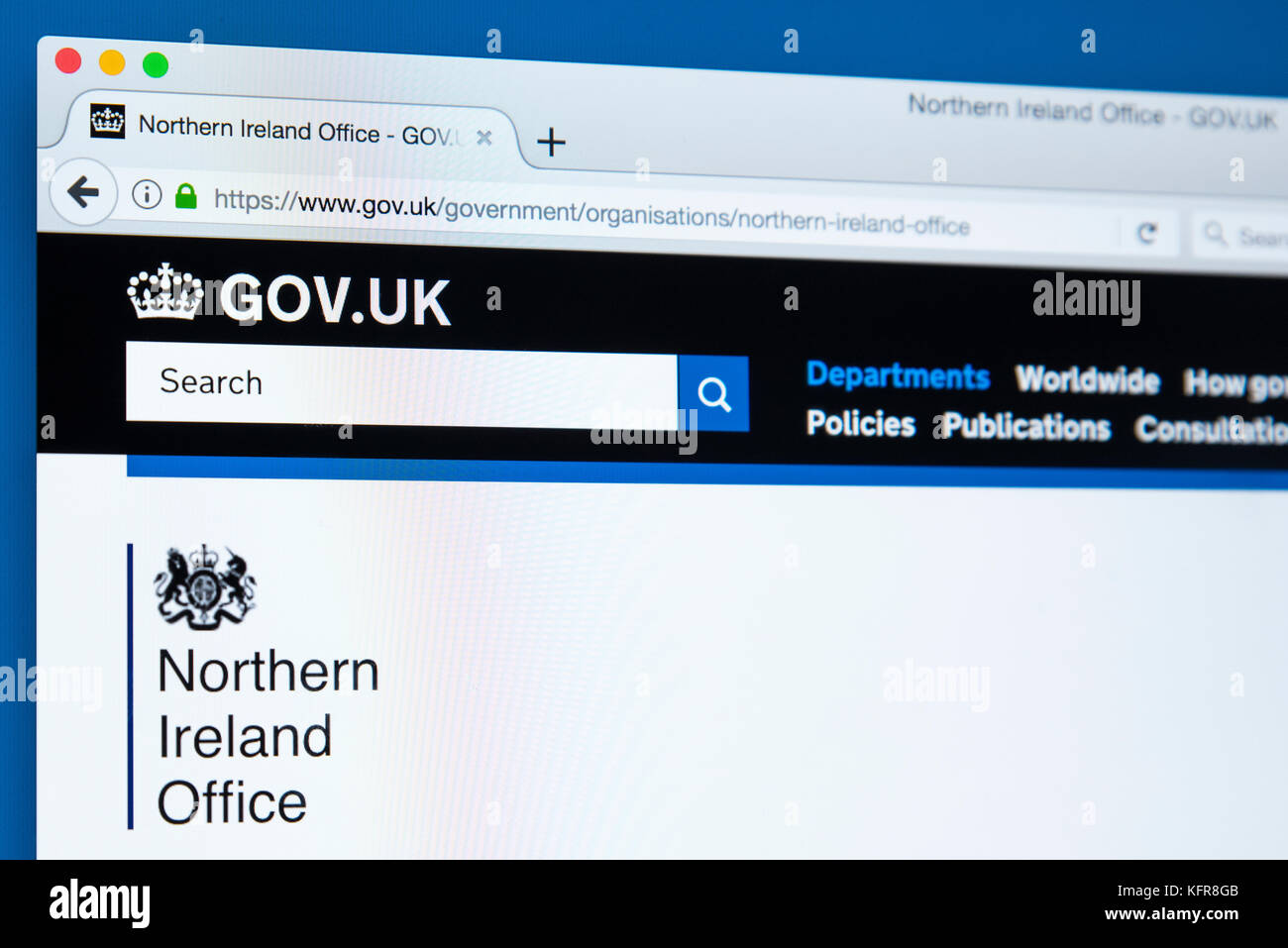 LONDON, Regno Unito - 30 OTTOBRE 2017: La homepage della Northern Ireland Office il governo del Regno Unito sito web, il 30 ottobre 2017. Foto Stock
