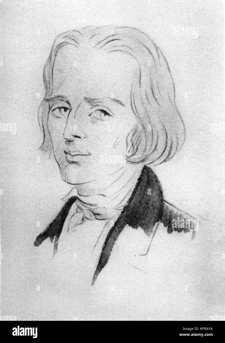 Franz Liszt - ritratto da un artista sconosciuto, c. 1837, Parigi, Francia. Ungherese pianista e compositore, 22 Ottobre 1811 - 31 luglio 1886. Foto Stock