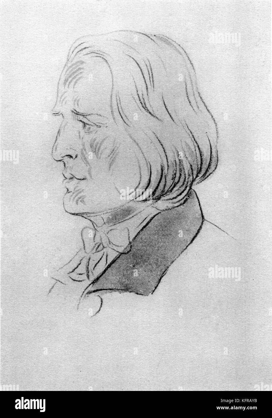 Franz Liszt - ritratto da un artista sconosciuto, c. 1837, Parigi, Francia. Ungherese pianista e compositore, 22 Ottobre 1811 - 31 luglio 1886. Foto Stock