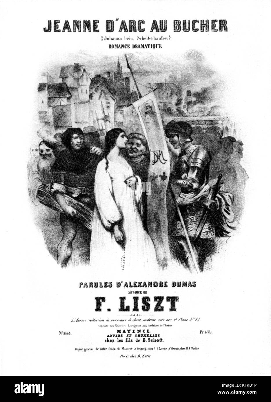 Jéanne d'Arc au Bucher - canzone di Franz Liszt [Giovanna d Arco in corrispondenza del gioco]. Punteggio ottenuto il coperchio. Composta nel 1843. Testi di Alexandre Dumas. FL: Ungherese pianista e compositore, 22 Ottobre 1811 - 31 luglio 1886. Foto Stock