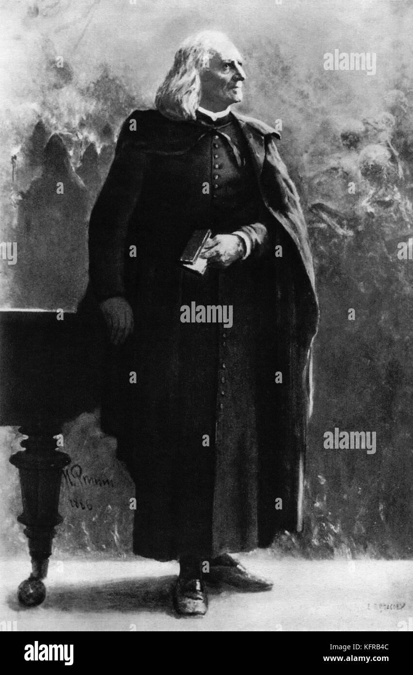 Franz Liszt - ritratto, dopo la pittura di olio di Ilya Repin, 1886. Ungherese pianista e compositore, 22 Ottobre 1811 - 31 luglio 1886. Foto Stock