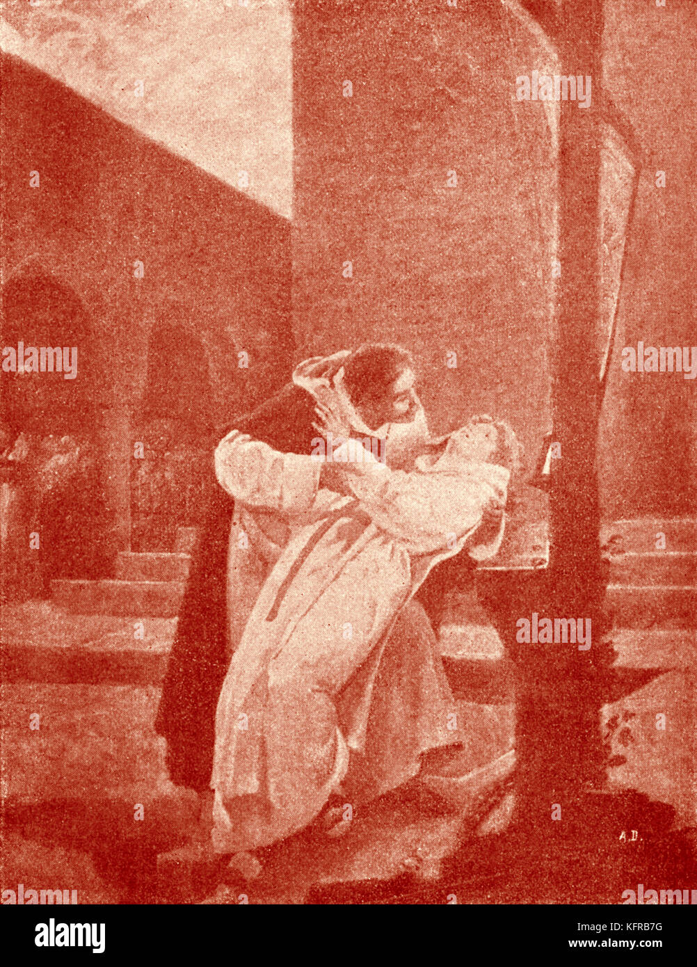 Donizetti 's 'La Favorita' ('La Pref' ), in lingua francese, libretto di Alphonse Royer e Gustave Vaëz, basato su gioca Le Comte de Comminges da Baculard d'Arnaudopera 1840. Scena finale, redatti da Ponziano Liverini. Compositore italiano: 29 Novembre 1797 - 8 aprile 1848. Foto Stock