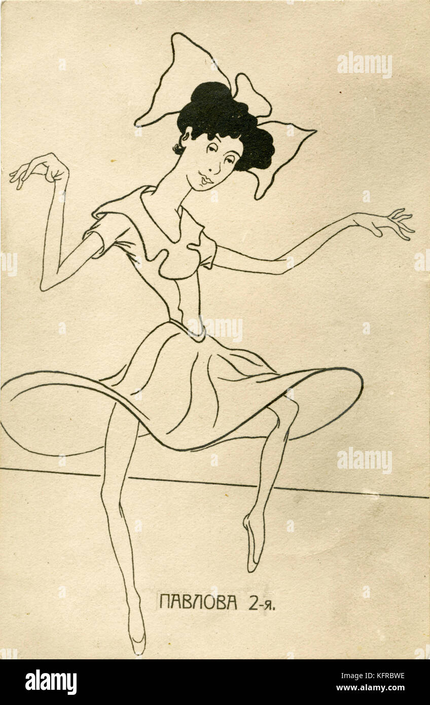 Anna Pavlova - caricatura. Ballerina russa: 12 Febbraio 1881 - 23 gennaio 1931. La caricatura unsigned, credeva di essere da Nicolas Legat. Foto Stock