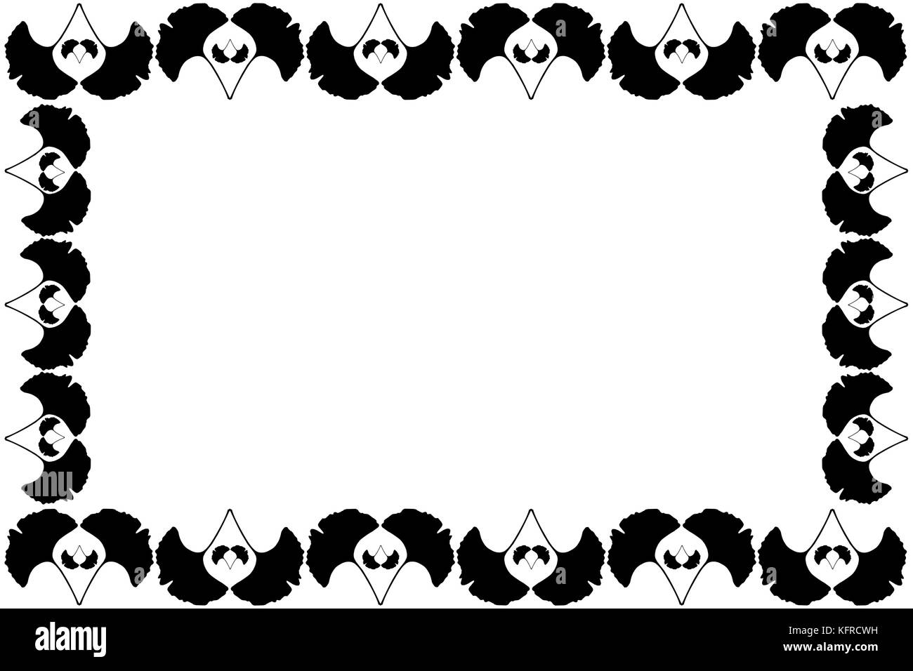 Il ginkgo leaf - vettore telaio nero, (ginkgo biloba) Illustrazione Vettoriale