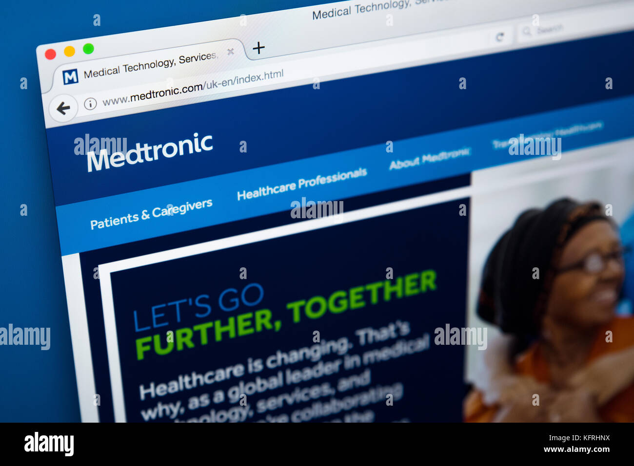 LONDON, Regno Unito - 21 OTTOBRE 2017: la homepage del sito ufficiale di Medtronic Public Limited Company, il dispositivo medicale company, il 21 ottobre Foto Stock