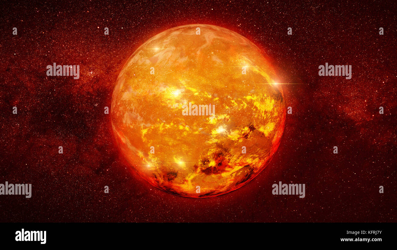 Red Dwarf star in una stella di campo (3d rendering) Foto Stock