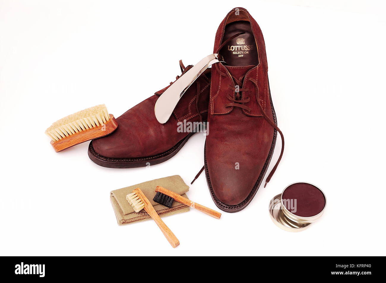 Scarpe, elegante, classico, puliti, la pulizia, la cura, il cuoio, la moda maschile, menswear, codice di abbigliamento, Foto Stock