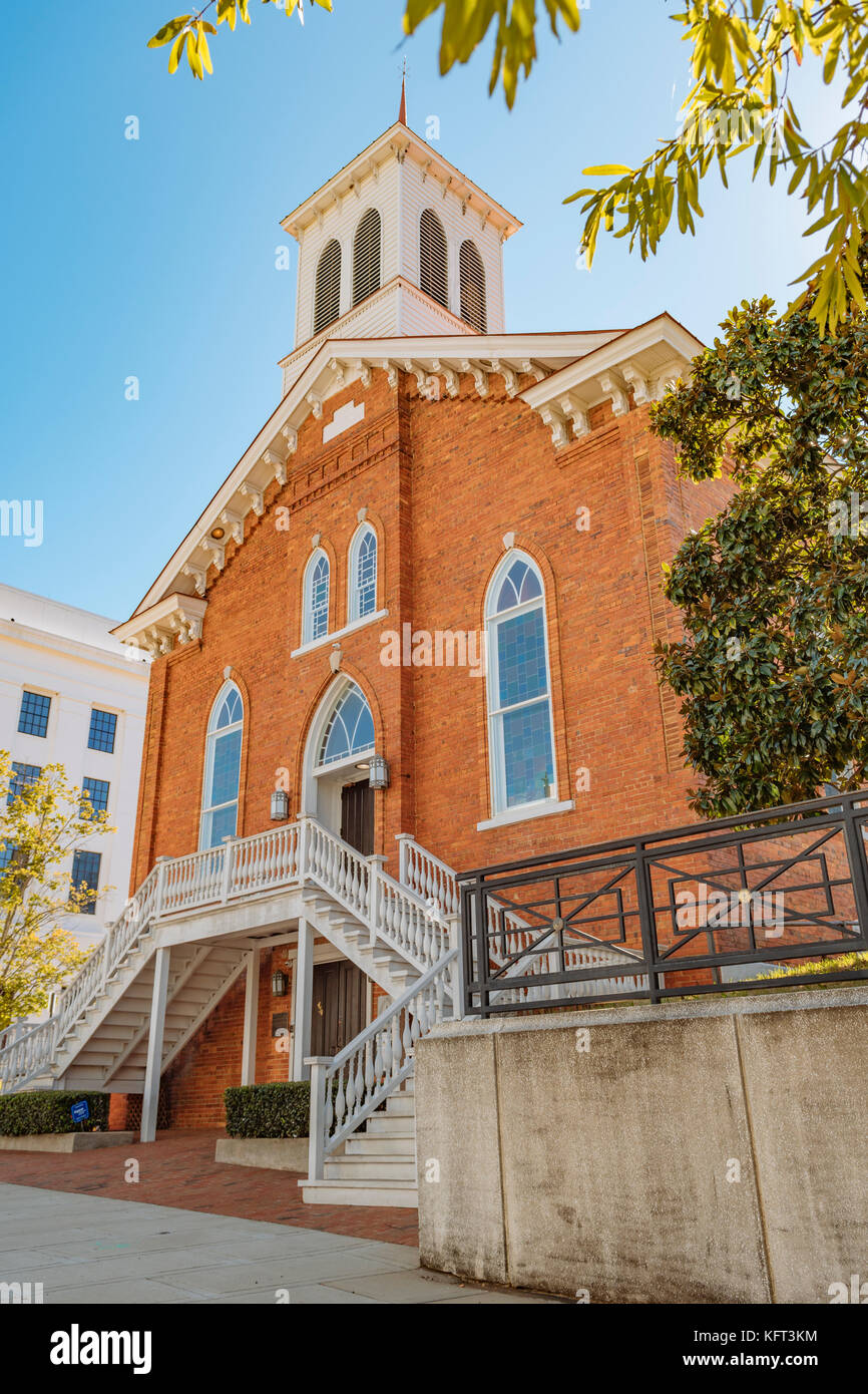 Parte anteriore esterna del Dexter Avenue King Memorial Baptist Church, dove Martin Luther King Jr predicato, a Montgomery in Alabama, Stati Uniti d'America. Foto Stock