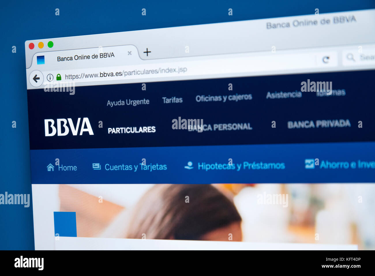 London, Regno Unito - 17 ottobre 2017: la homepage del sito ufficiale di bbva - la multinazionale spagnola gruppo bancario, il 17 ottobre 2017. Foto Stock