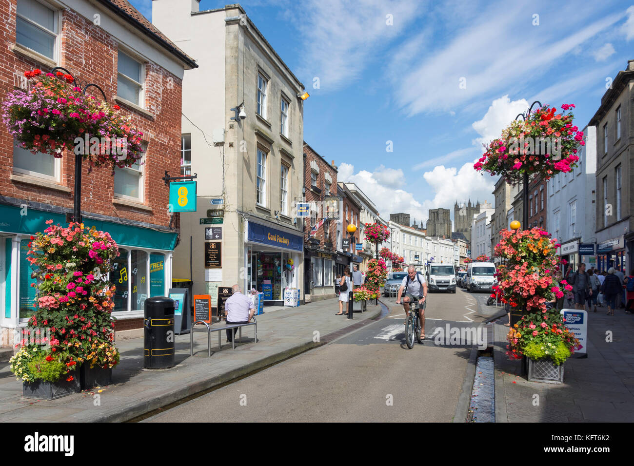 High Street, pozzi, Somerset, Inghilterra, Regno Unito Foto Stock