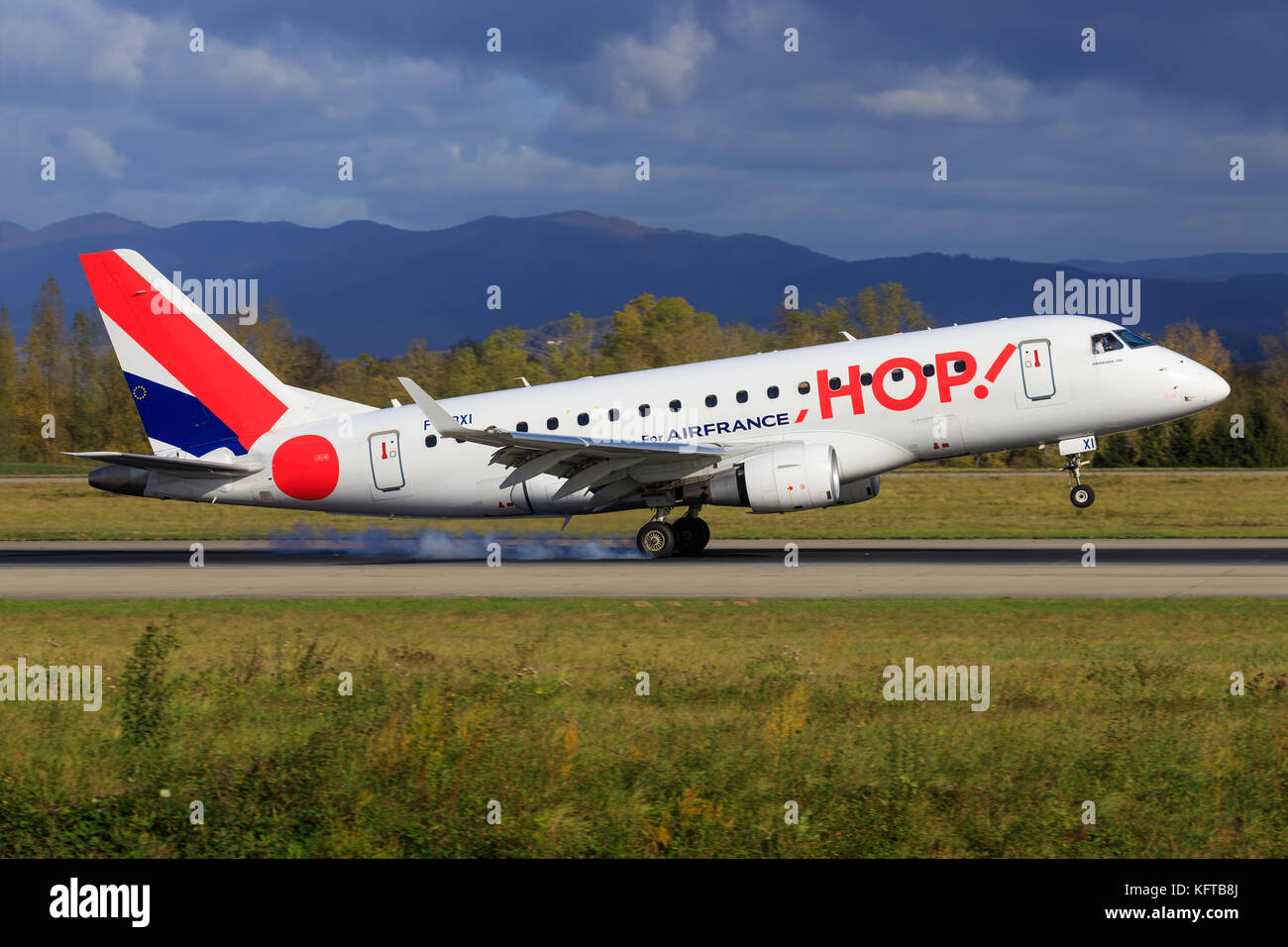 Basilea/Francia Ottobre 27, 2017: hop a Basilea Aeroporto. Foto Stock
