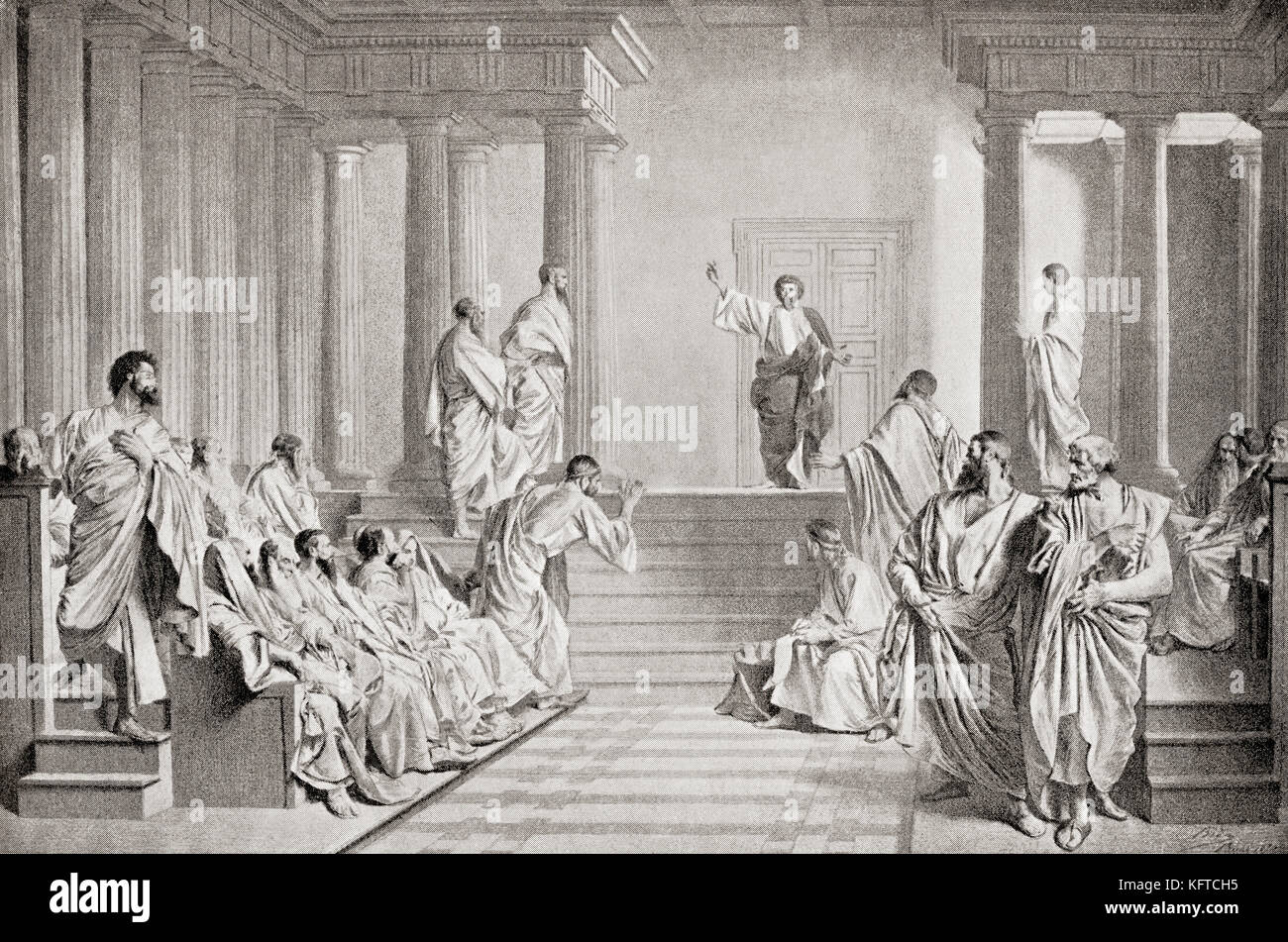 Paolo Apostolo, detto San Paolo e Saul di Tarso. San Paolo consegna il sermone Areopagus ad Atene, Grecia. Da Hutchinson's History of the Nations, pubblicato nel 1915. Foto Stock