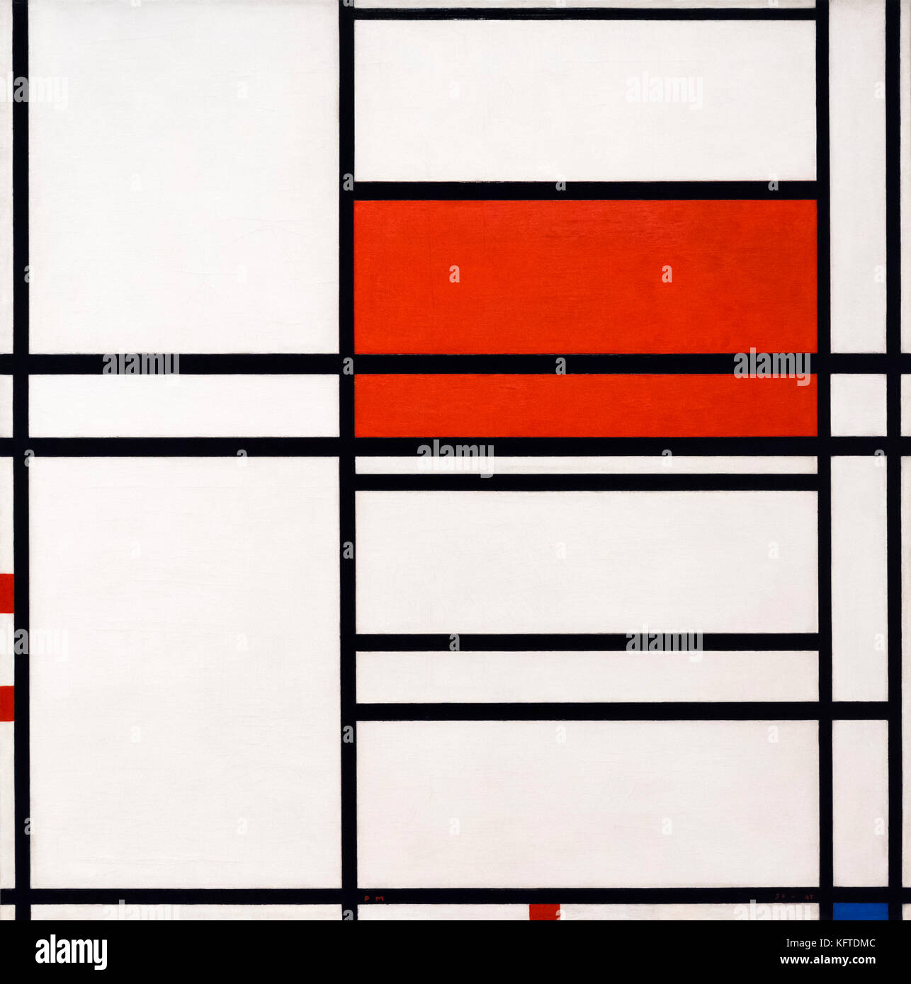 " Composizione del rosso e del bianco: Nom/1 Composizione n. 4 con il rosso e il blu' di Piet Mondrian (Mondriaan) (1872-1944), olio su tela, 1938-42 Foto Stock