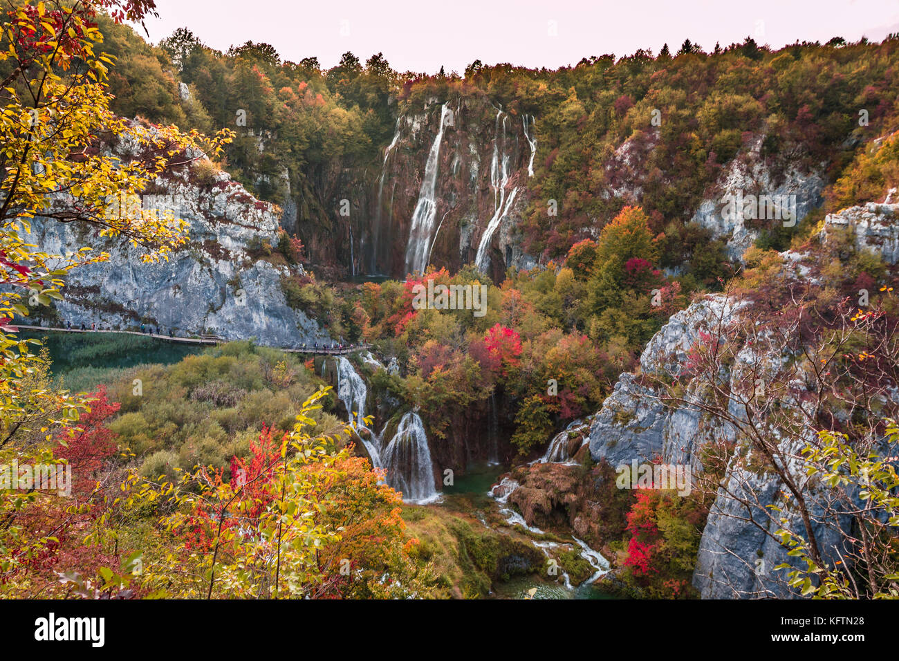 Il lago di Parco Nazionale di Plitvice in Croazia Foto Stock