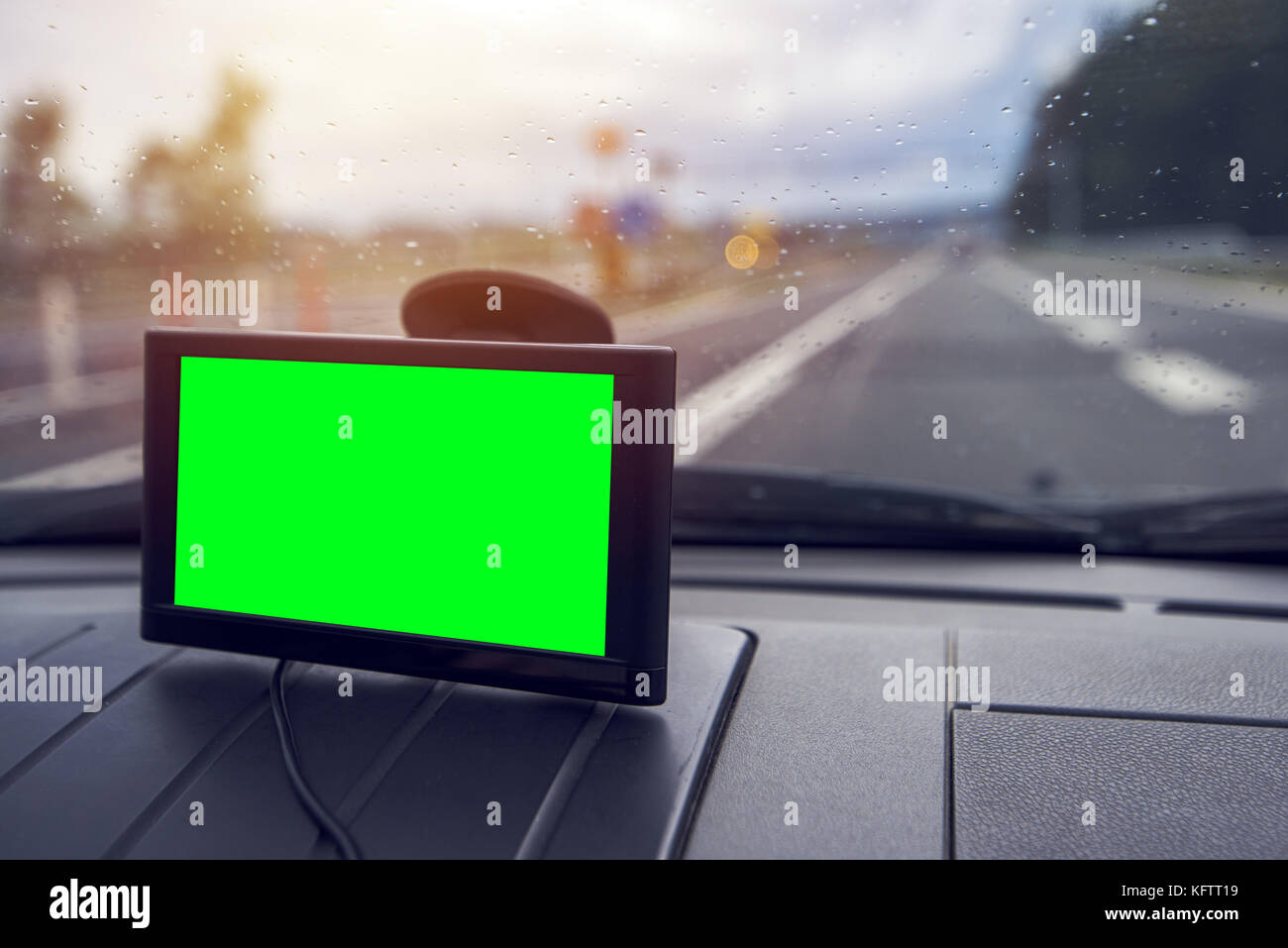 Gps (global positioning system) di navigazione per auto con schermo vuoto come copia di spazio per mock up design Foto Stock