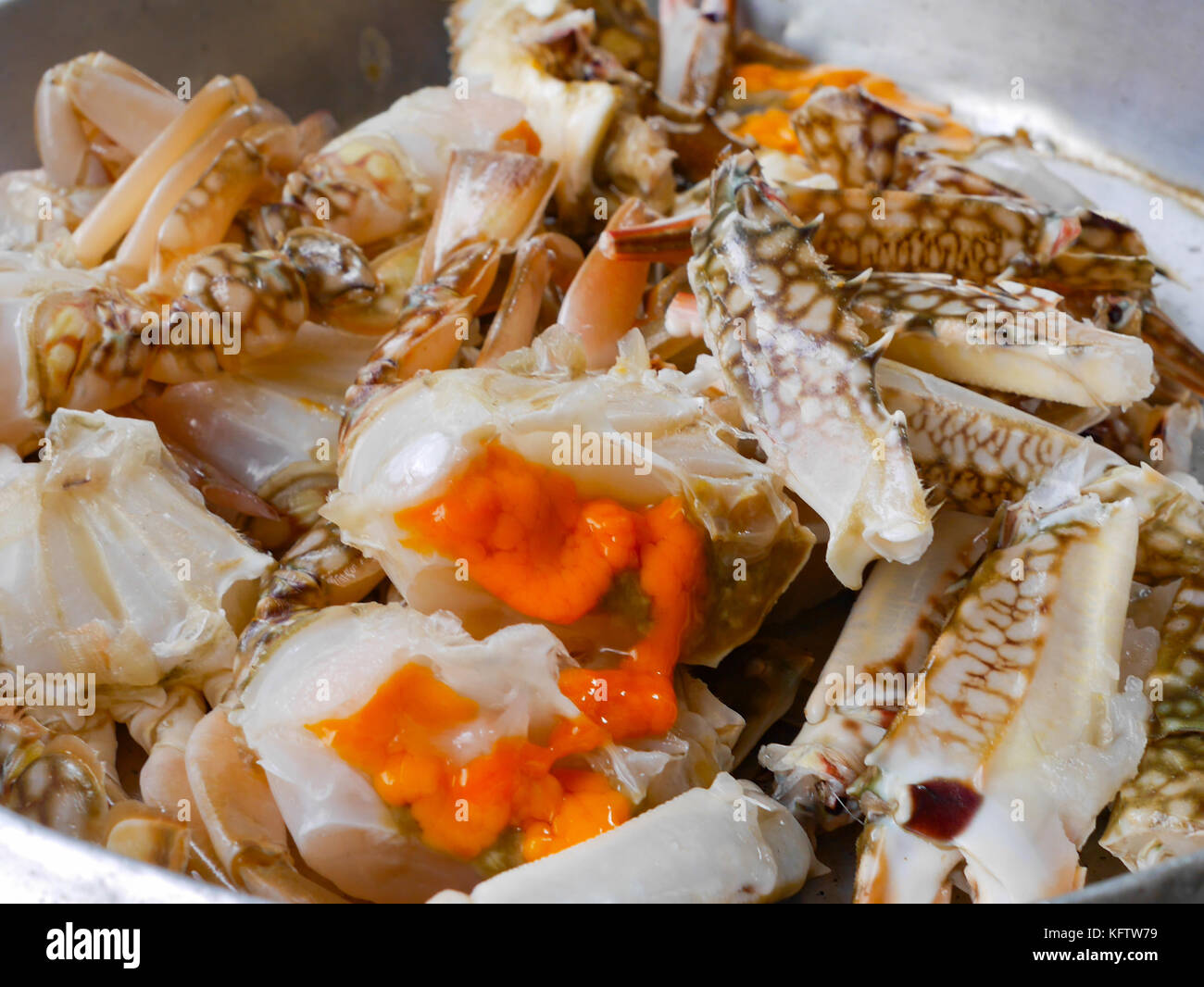 Granchio di mare per la cottura , piccante e speziato granchi fritti Foto Stock