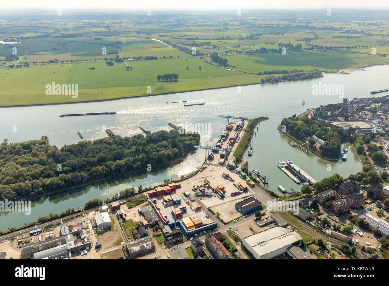 City Harbour Emmerich, porto fluviale sul Reno, Port Emmerich, basso Reno, Renania settentrionale-Vestfalia, Germania, Emmerich, Europa, Aerial View, Aerial, aer Foto Stock